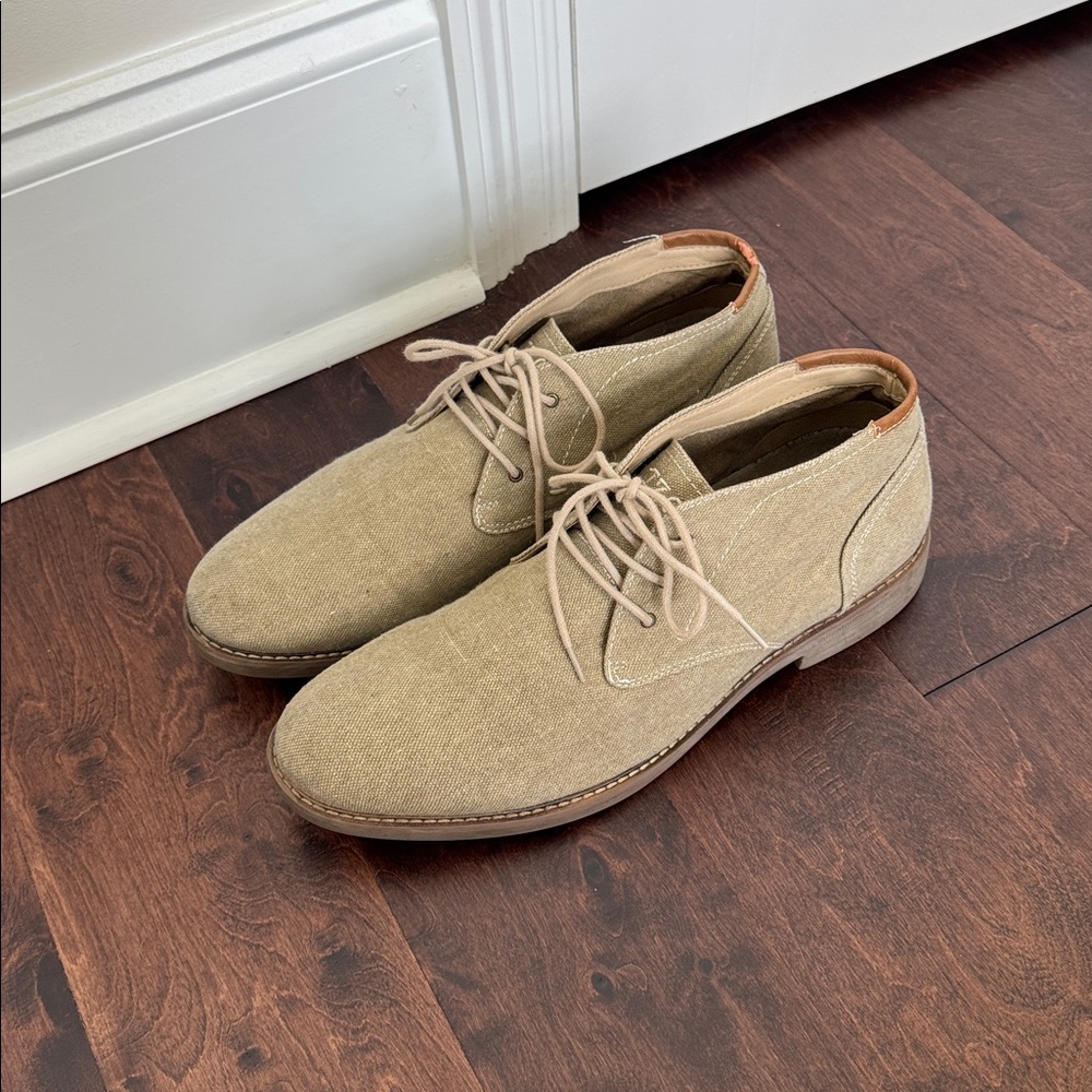 Izod Men’s Shoes Tan Canvas Business Casual Church Party Wedding Summer, sz 13